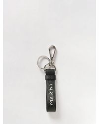 Marni - Schlüsselanhänger Aus Genarbtem Leder Mit Gesticktem Logo - Lyst