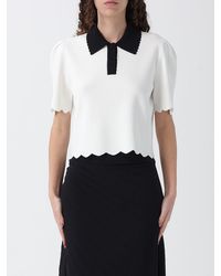 Twinset - Bicolor Polo Shirt With Scalloped Hem - Lyst
