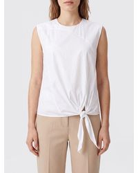 Liviana Conti - Sleeveless Crew-Neck Cotton Top With Tie-Fastening - Lyst