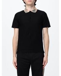 Burberry - Slim Fit Cotton Polo Shirt With Check Collar Detail - Lyst