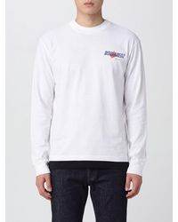 DSquared² - Crewneck Cotton Sweatshirt With Contrast Front Logo - Lyst