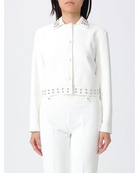 Liu Jo - Single-Breasted Cropped Jacket With Studs And Cutaway Collar - Lyst