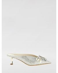 Jimmy Choo - Auria Satin Mules With Rhinestones And Jewel Bow - Lyst