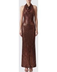 Self-Portrait - Rhinestone-Embellished Halterneck Long Evening Gown - Lyst