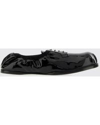 Moschino - Patent Leather Lace-Up Shoes With Ruched Design And Elasticated Ankle - Lyst