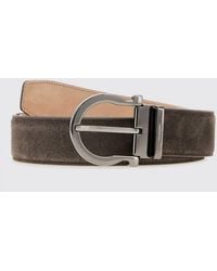 Ferragamo - Adjustable Suede Leather Belt With Gancini Buckle - Lyst