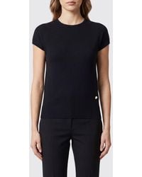 Balmain - Crewneck Wool-Blend Knit Top With Short Sleeves - Lyst