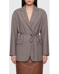 Brunello Cucinelli - Single-Breasted Virgin Wool Blazer With Belt And Dropped Shoulders - Lyst