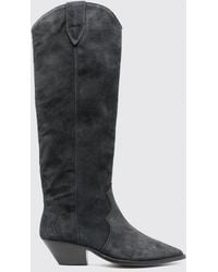 Isabel Marant - Denvee Knee-High Suede Western Boots With Low Heel - Lyst