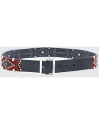 Golden Goose - Leather And Pony Hair Belt With Studs And Embroidery - Lyst
