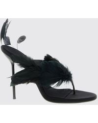 Paris Texas - Lidia Satin Mules With Feathers - Lyst