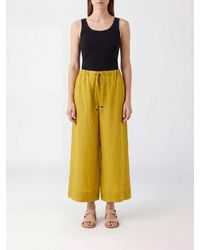 Max Mara - High-Waisted Wide-Leg Cropped Linen Trousers - Lyst