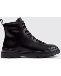 Camper - Brutus+ Lace-Up Leather Ankle Boots With Side Zip And Pull Tab - Lyst