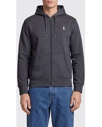 Polo Ralph Lauren - Cotton Blend Zip-Up Hoodie With Embroidered Pony Logo - Lyst