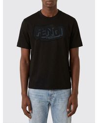 Fendi - Cotton T-Shirt With Embroidered Logo - Lyst