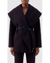 Sportmax - Short Virgin Wool Robe Coat With Belt And Sailor Collar - Lyst