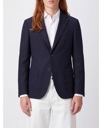 Lardini - Single-Breasted Virgin Wool Blend Blazer With Patch Pockets - Lyst
