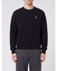 Ami Paris - Sweatshirt À Col Rond En Coton Avec Logo Ami De Coeur Brodé - Lyst