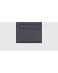 Ferragamo - Grained Calfskin Card Holder With Contrast Gancini Logo - Lyst