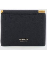 Tom Ford - Bifold Grained Calfskin Card Holder With Money Clip - Lyst