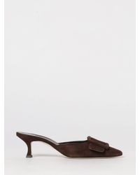 Manolo Blahnik - Maysale Suede Mules With Decorative Buckle - Lyst