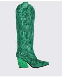 Philipp Plein - Suede Knee-High Texan Boots With Embroidery And Swarovski Crystals - Lyst