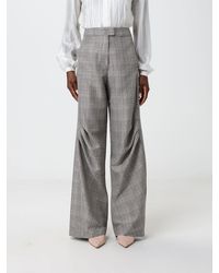 Hanita - Prince Of Wales Crêpe High-Waisted Flared Trousers - Lyst