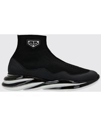 Philipp Plein - High-Top Slip-On Sneakers With A Sock Design And Leather Inserts - Lyst