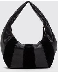 Twinset - Suede And Smooth Leather Hobo Bag With Embossed Logo - Lyst