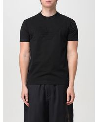 Emporio Armani - T-shirt in cotone con logo jacquard - Lyst