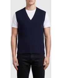 Emporio Armani - Wool And Cashmere V-Neck Slim Fit Sleeveless Jumper - Lyst