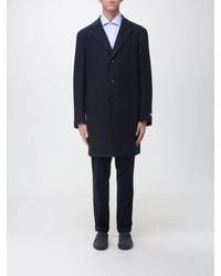 Canali - Single-Breasted Wool Blend Coat With Classic Lapels - Lyst