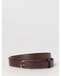 Victoria Beckham - Dorian Slim Leather Belt With Monogram Buckle - Lyst