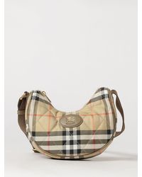 Burberry - Horseshoe Quilted Twill Crossbody Bag With Vintage Check Pattern - Lyst