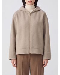 Max Mara - Short Virgin Wool Coat With Hood And Dropped Shoulders - Lyst
