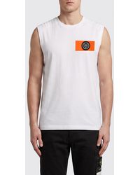Philipp Plein - Slim Fit Cotton Tank Top With Contrast Trim And Logo - Lyst