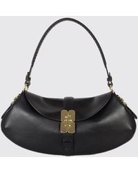 Ganni - B-Kat Recycled Leather Shoulder Bag With Butterfly Logo - Lyst