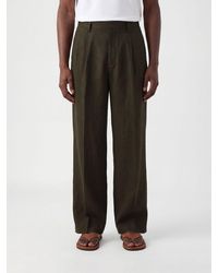 ERL - Wide Leg Mid-Rise Linen Trousers With Belt Loops - Lyst