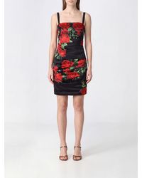 Dolce & Gabbana - Dolce &Amp Gabbana Floral Print Draped Silk Mini Sheath Dress - Lyst