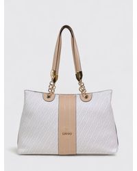Liu Jo - Grained Faux Leather Bag With All Over Monogram - Lyst