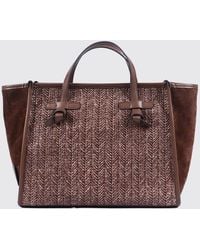 Gianni Chiarini - Miss Marcella Chevron Raffia And Suede Bag - Lyst