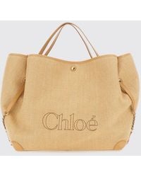 Chloé - Chlo&Eacute Clover Large Linen And Cotton Tote Bag With Jacquard Logo - Lyst