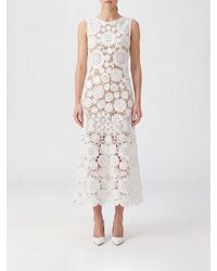 Self-Portrait - Sleeveless A-Line Midi Dress - Lyst