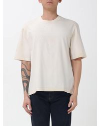 Golden Goose - Crewneck Cotton T-Shirt With Contrast Logo And Dropped Shoulders - Lyst
