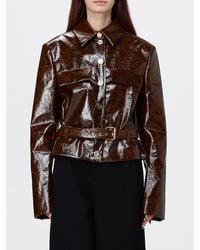 Sportmax - Short Coated Cotton Patent-Effect Jacket With Belt - Lyst