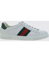 Gucci - Ace Smooth Calfskin Leather Sneakers With Web Detail - Lyst