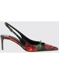 Dolce & Gabbana - Dolce &Amp Gabbana Dg Logo Floral Print Calfskin Leather Slingback Pumps - Lyst