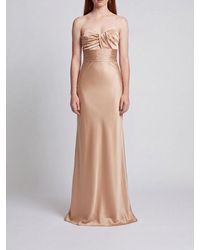 Elisabetta Franchi - Long Satin Evening Gown With Sweetheart Neckline - Lyst