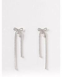 Self-Portrait - Brass Drop Earrings With Rhinestones And Synthetic Pearls - Lyst