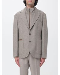 Luciano Barbera - Single-Breasted 100% Wool Knit Blazer With Patch Pockets - Lyst